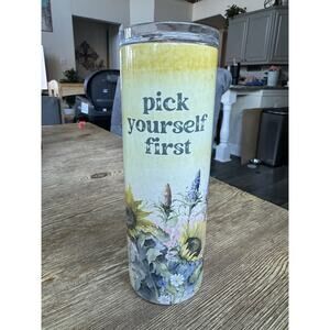 HOGG Pick Yourself First Flowers Design 20oz Insulated Stainless Tumbler w/lid